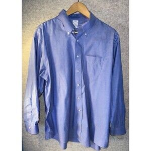 Brooks Brothers Dress Shirt Men's 18-34 Blue Button Down Long Sleeve